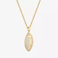 Mens White Cubic Zirconia 14K Gold Over Silver Pendant Necklace