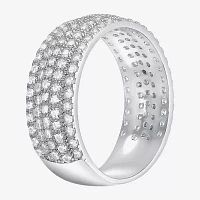 Diamonart 22MM White Cubic Zirconia Sterling Silver Round Band