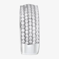 Diamonart 22MM White Cubic Zirconia Sterling Silver Round Band