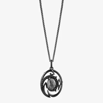 Marvel Fine Jewelry Womens 1/6 CT. T.W. Genuine Black Quartz Sterling Silver Oval Venom Pendant Necklace