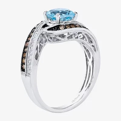 Le Vian Grand Sample Sale® Ring featuring 1 cts. Sea Blue Aquamarine®, 1/3 cts. Chocolate Diamonds®, 1/10 cts. Vanilla Diamonds® set in 14K Vanilla Gold®