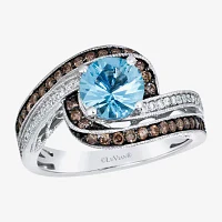 Le Vian Grand Sample Sale® Ring featuring 1 cts. Sea Blue Aquamarine®, 1/3 cts. Chocolate Diamonds®, 1/10 cts. Vanilla Diamonds® set in 14K Vanilla Gold®