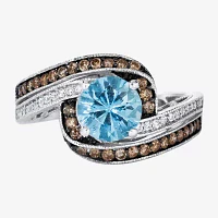 Le Vian Grand Sample Sale® Ring featuring 1 cts. Sea Blue Aquamarine®, 1/3 cts. Chocolate Diamonds®, 1/10 cts. Vanilla Diamonds® set in 14K Vanilla Gold®