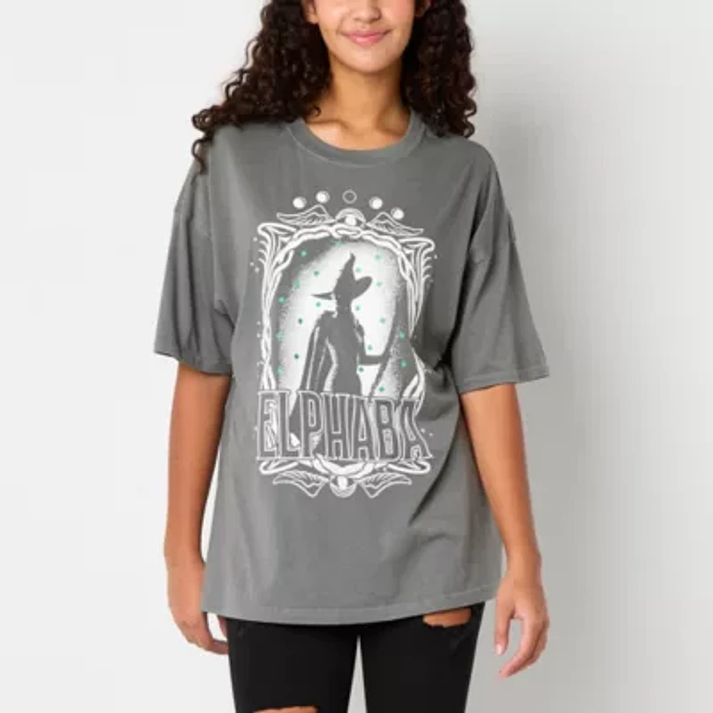 Juniors Wicked The Movie Elphaba Oversized Tee Womens Crew Neck Short Sleeve Graphic T-Shirt