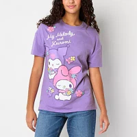 Juniors My Melody And Kuromi Tee Womens Crew Neck Short Sleeve Hello Kitty Graphic T-Shirt