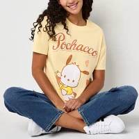 Juniors Pochacco Boyfriend Tee Womens Crew Neck Short Sleeve Hello Kitty Graphic T-Shirt