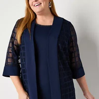 Maya Brooke Womens Windowpane Jacket Dress