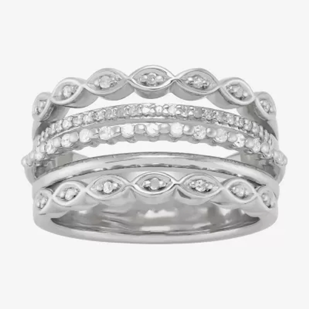 12MM 1/4 CT. T.W. Natural White Diamond Sterling Silver Band