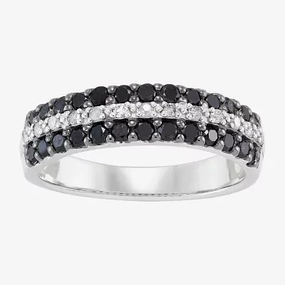 3MM 3/4 CT. T.W. Natural Black Diamond Sterling Silver Wedding Band