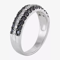 3MM 3/4 CT. T.W. Natural Black Diamond Sterling Silver Wedding Band