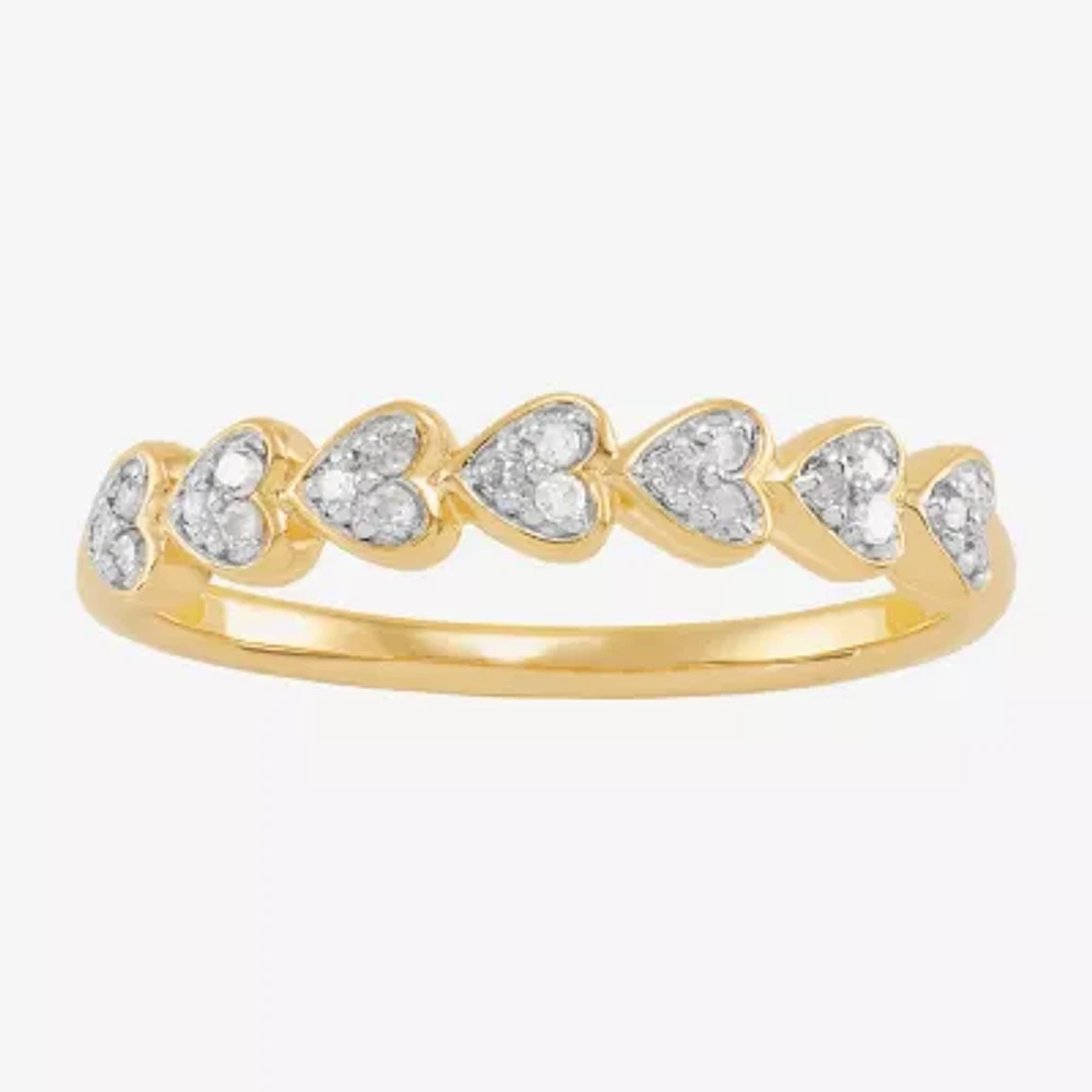 1/10 CT. T.W. Natural White Diamond 18K Gold Over Silver Heart Band