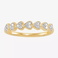 1/10 CT. T.W. Natural White Diamond 18K Gold Over Silver Heart Band