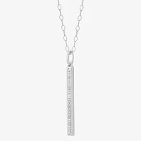 Womens 1/8 CT. T.W. Natural White Diamond Sterling Silver Bar Pendant Necklace