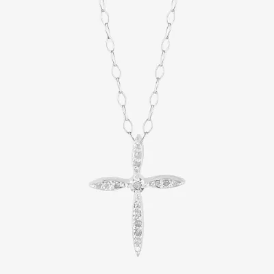 Womens / CT. T.W. Natural White Diamond Sterling Silver Cross Pendant Necklace