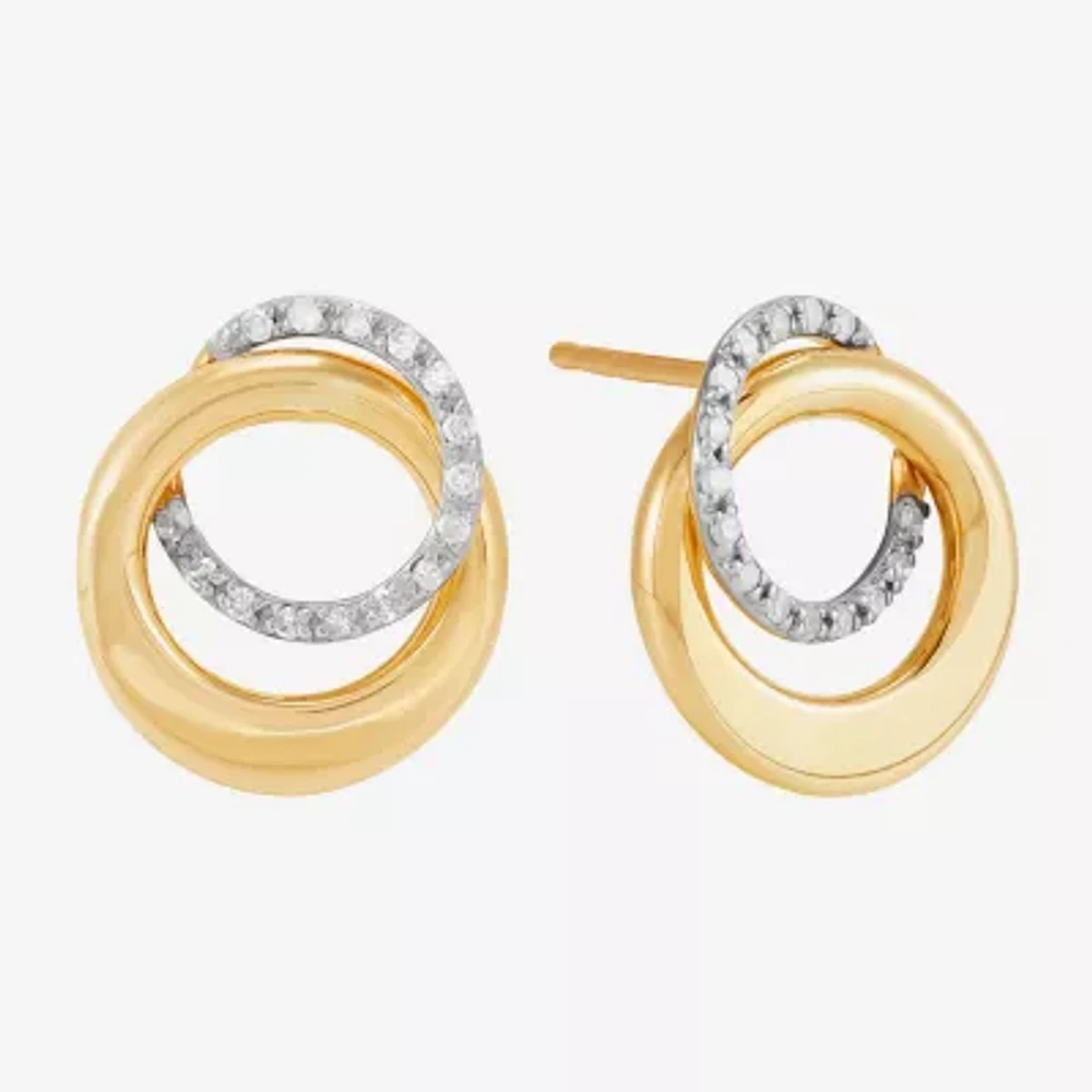 1/10 CT. T.W. Natural White Diamond 10K Gold 13.7mm Circle Stud Earrings