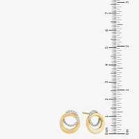 1/10 CT. T.W. Natural White Diamond 10K Gold 13.7mm Circle Stud Earrings