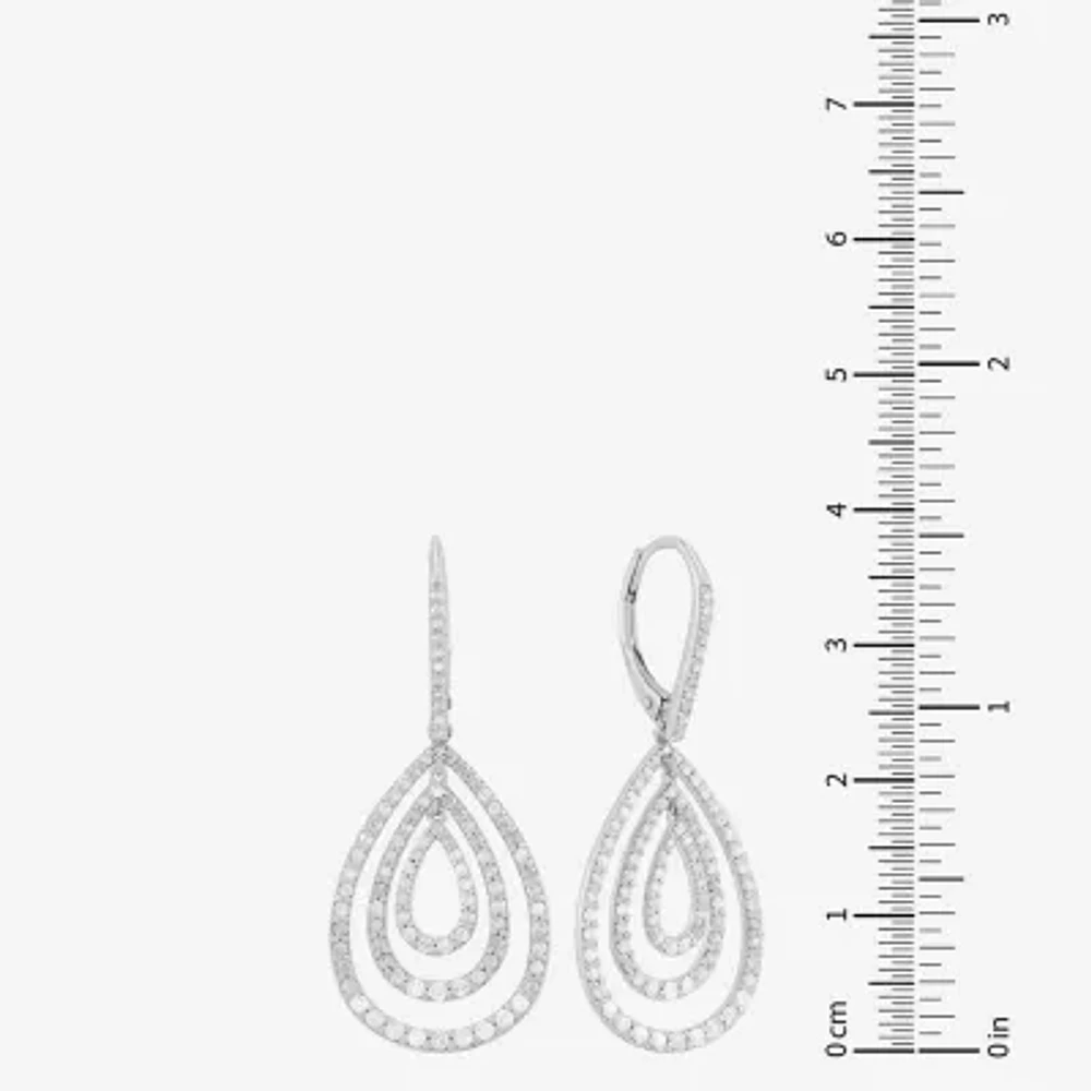 1/ CT. T.W. Natural White Diamond Sterling Silver Drop Earrings