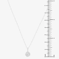 Womens 1/ CT. T.W. Natural White Diamond Sterling Silver Round Pendant Necklace