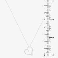 Womens 1/ CT. T.W. Natural Diamond Sterling Silver Heart Pendant Necklace