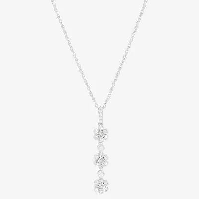 Womens 1/4 CT. T.W. Natural White Diamond Sterling Silver Pendant Necklace