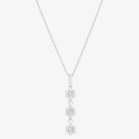 Womens 1/ CT. T.W. Natural Diamond Sterling Silver Pendant Necklace