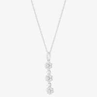 Womens 1/ CT. T.W. Natural Diamond Sterling Silver Pendant Necklace