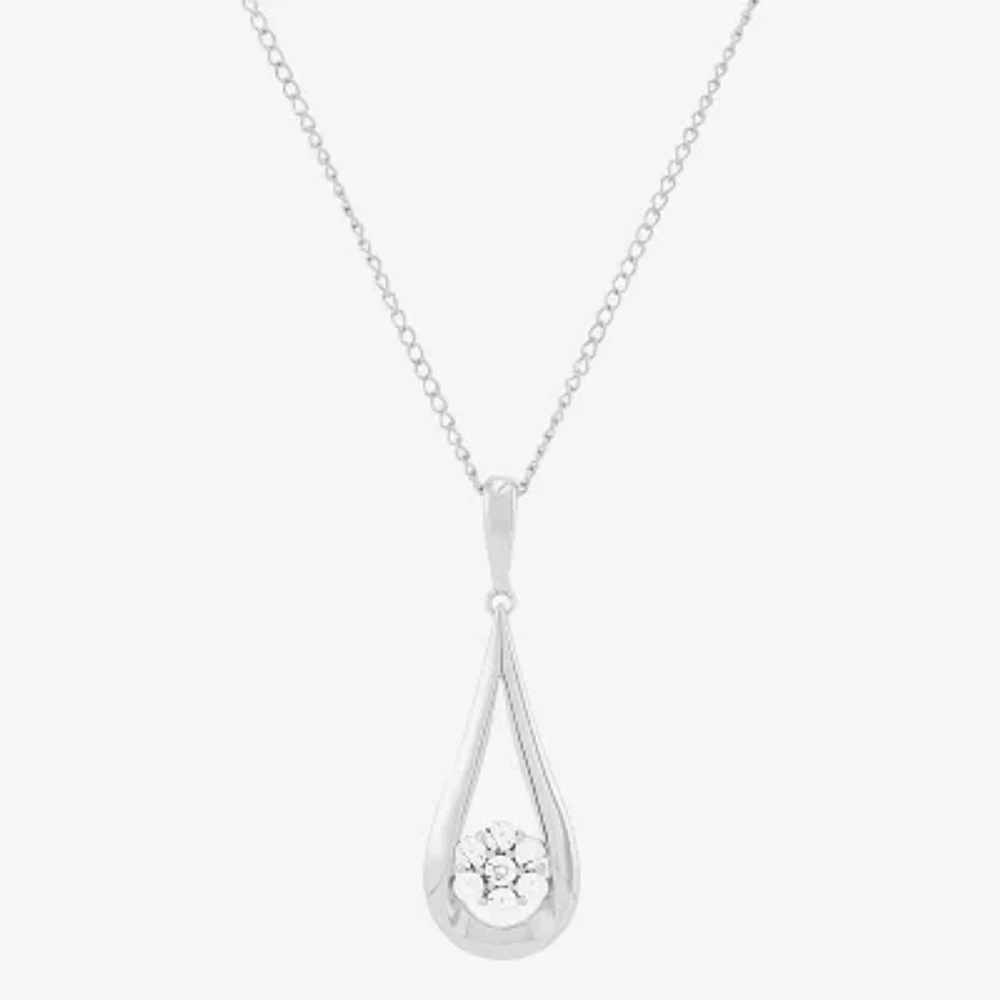 Womens Diamond Accent Natural Diamond Sterling Silver Pendant Necklace