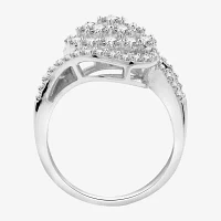 Diamond Blossom Womens 2 CT. T.W. Lab Grown White Sterling Silver Cluster Cocktail Ring