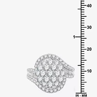 Diamond Blossom Womens 2 CT. T.W. Lab Grown White Sterling Silver Cluster Cocktail Ring