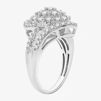 Diamond Blossom Womens 2 CT. T.W. Lab Grown White Sterling Silver Cluster Cocktail Ring