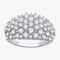 Womens 2 CT. T.W. Lab Grown White Diamond Sterling Silver Dome Cluster Cocktail Ring