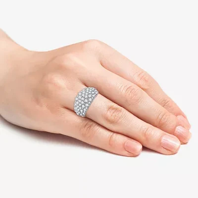 Womens 2 CT. T.W. Lab Grown White Diamond Sterling Silver Dome Cluster Cocktail Ring