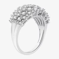 Womens 2 CT. T.W. Lab Grown White Diamond Sterling Silver Dome Cluster Cocktail Ring