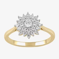 (H / I1-I2) Womens 1/2 CT. T.W. Lab Grown White Diamond 14K Gold Over Silver Cluster Cocktail Ring