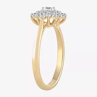 (H / I1-I2) Womens 1/2 CT. T.W. Lab Grown White Diamond 14K Gold Over Silver Cluster Cocktail Ring