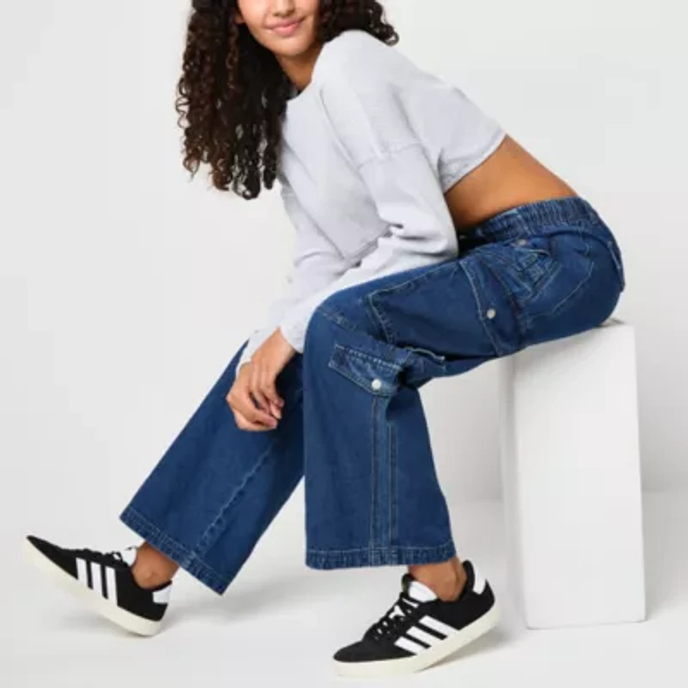Forever 21 Juniors Cargo Womens Mid Rise Baggy Fit Jean