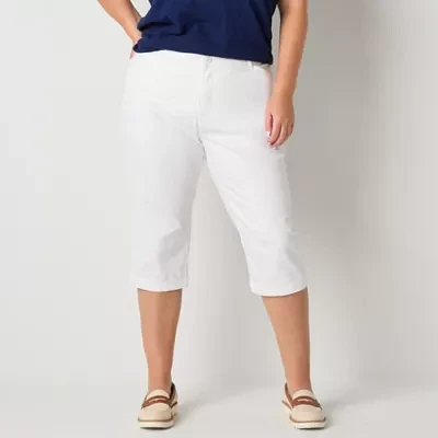 St. John's Bay Secretly Slender Womens Mid Rise Plus Capri Pant