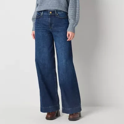 a.n.a Womens High Rise Wide Leg Easy-on + Easy-off Jean