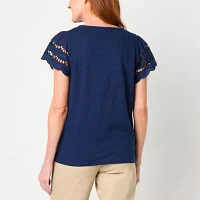 St. John's Bay Womens Crew Neck Short Sleeve T-Shirt