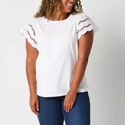 St. John's Bay Womens Crew Neck Short Sleeve T-Shirt