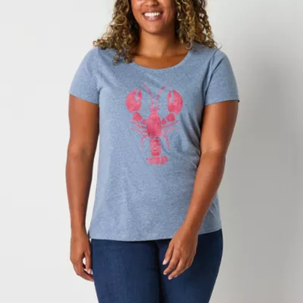 St. John's Bay Womens Crew Neck Short Sleeve T-Shirt