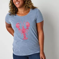 St. John's Bay Womens Crew Neck Short Sleeve T-Shirt