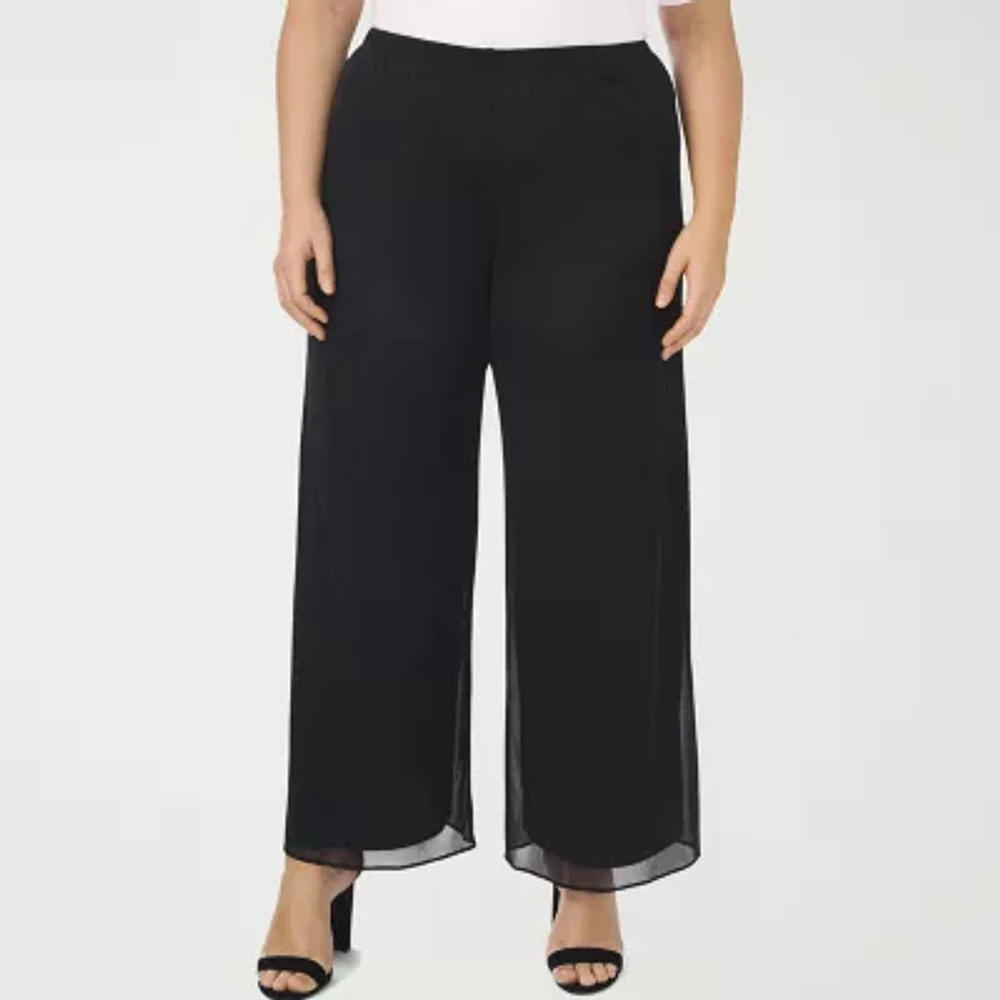 MSK Womens Mid Rise Wide Leg Palazzo Pant-Plus