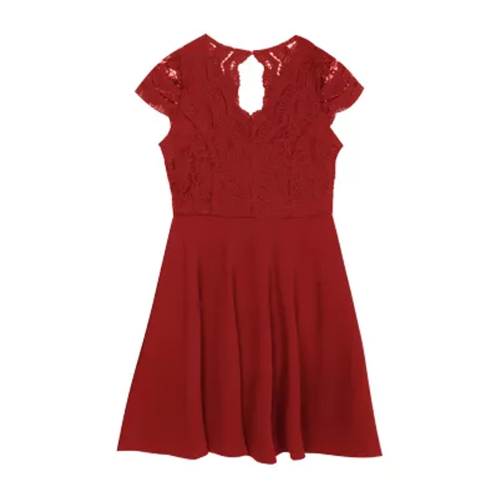 Rare Editions Big Girls Short Sleeve Cap Skater Dress