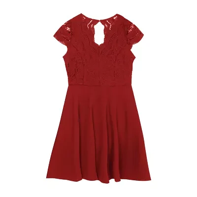 Rare Editions Big Girls Short Sleeve Cap Skater Dress