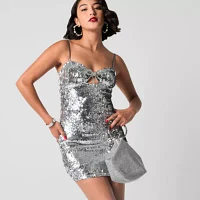 Johnny Wujek for JCPenney Womens Juniors Sleeveless Sequin Sheath Dress