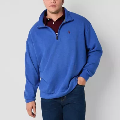 U.S. Polo Assn. Big and Tall Mens Mock Neck Long Sleeve Quarter-Zip Pullover