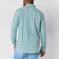 St. John's Bay Stretch Poplin Big and Tall Mens Classic Fit Long Sleeve Plaid Button-Down Shirt