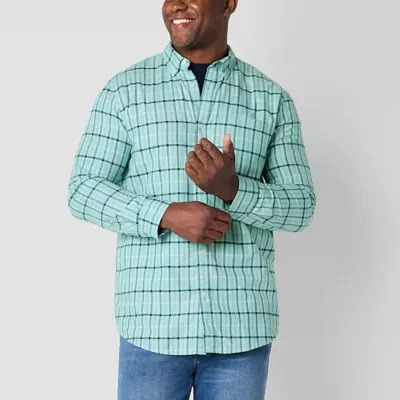 St. John's Bay Performance Oxford Big and Tall Mens Classic Fit Long Sleeve Button-Down Shirt