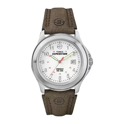 Timex® Expedition® Field Metal Mens Brown Leather Strap Watch T443819J